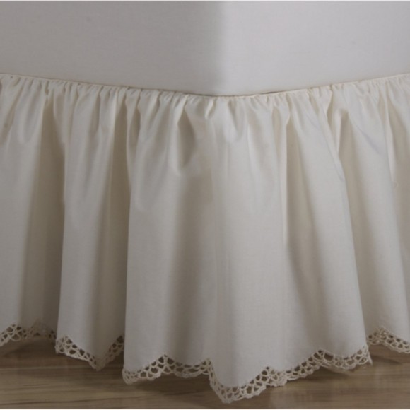 Crochet Edge Scalloped Cotton Bed Skirt