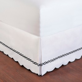 Wickham Rope Embroidered Bed Skirt with Scalloped Edge