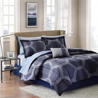 Madison Park Geometric Print Complete Bedding Set with Sheets