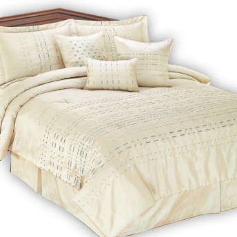 Metro Champagne Embroidered 7 pc Comforter Set
