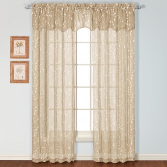 Savannah Embroidered Curtain Panel and Valance 