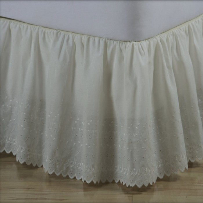 Rose Eyelet Ruffled Bed Skirt